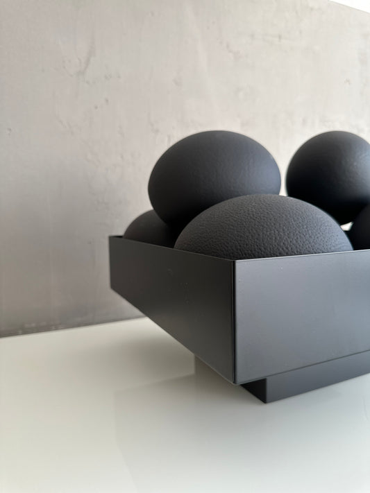 Straussenei -schwarz/matt echt