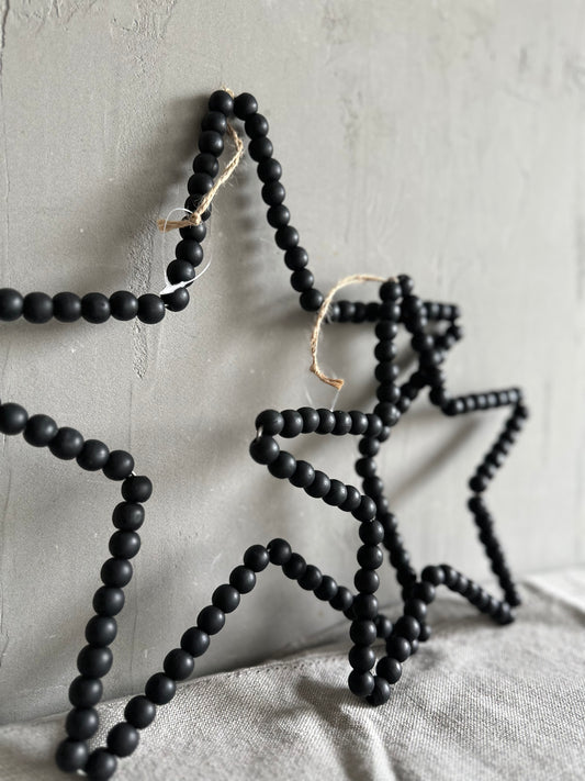 Star wooden beads -greige